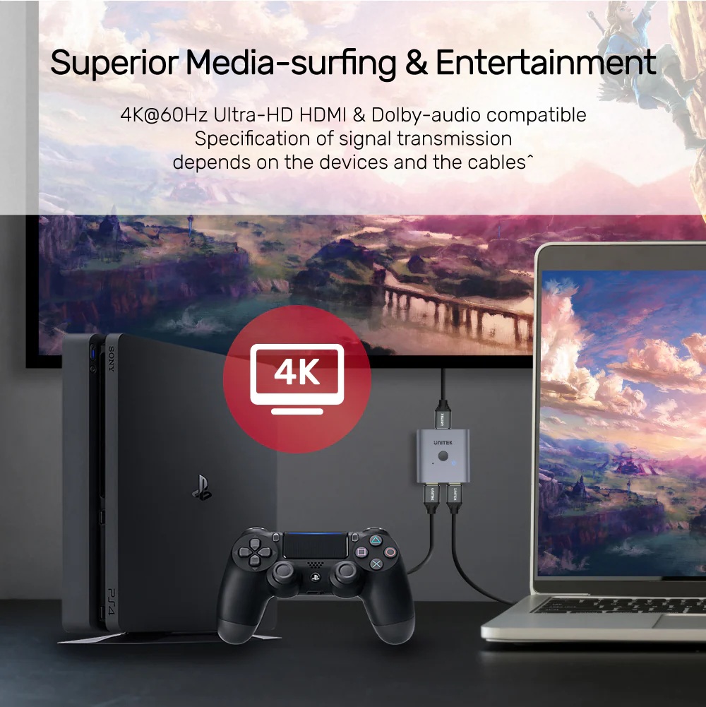 Unitek V1127A 4K HDMI 1in2 Out/2in1 Out Splitter/Switch