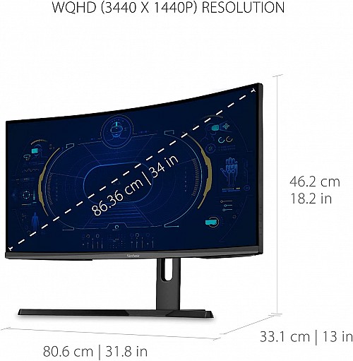 Viewsonic OMNI VX3418-2KPC Ultrawide Monitor 34'' Curved 2K 144Hz
