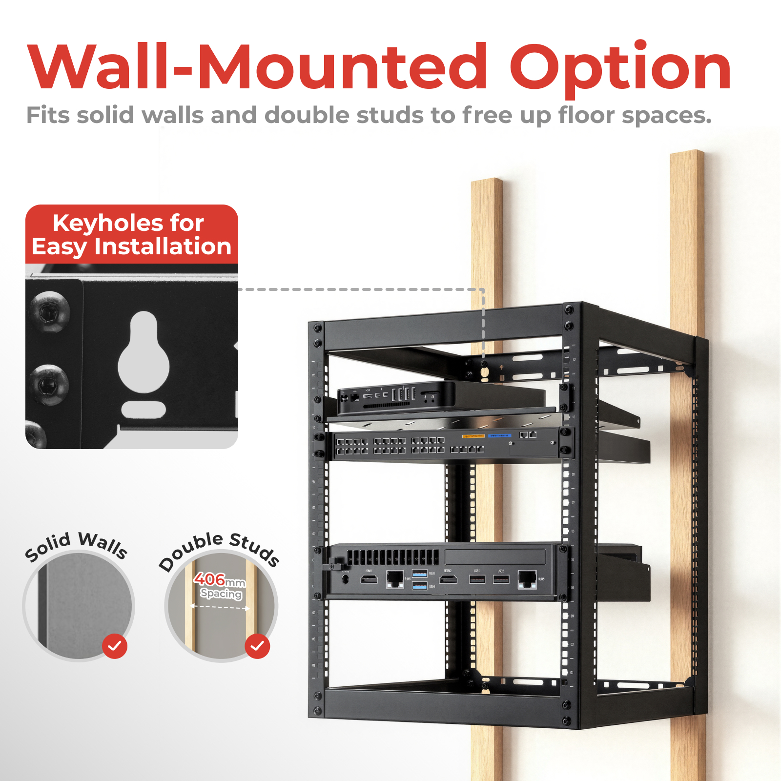 Lumivida Open Frame Server Rack 12U CAB-017-12U