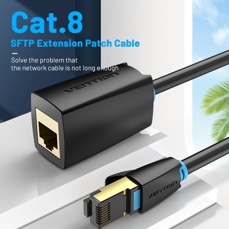 Vention NETWORK Cable CAT8 SFTP M-F Extension 5.0m Black IKHBJ