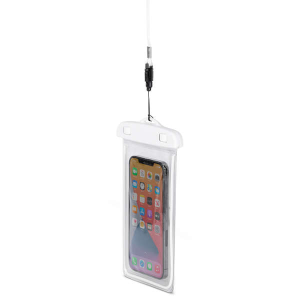 PVC waterproof phone case with lanyard - white