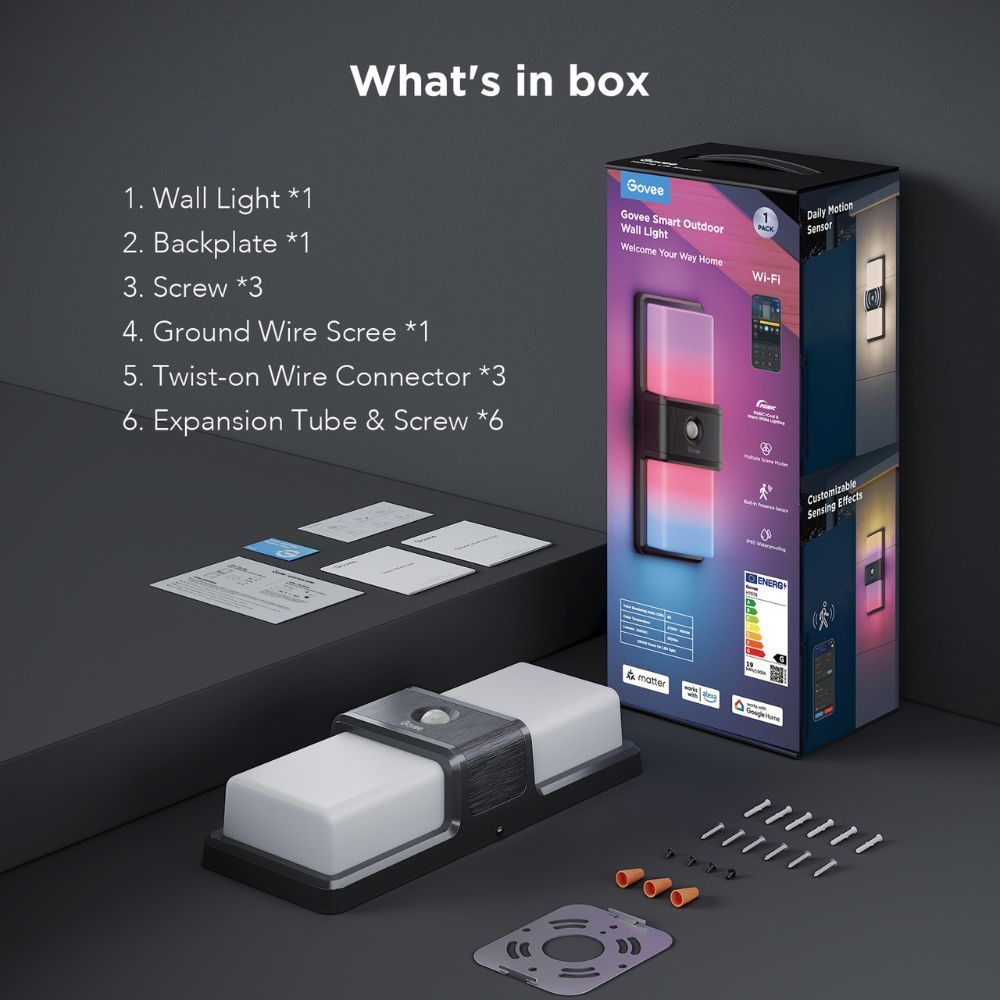 Govee Outdoor Wall Light RGBICWW Built-in PIR Sensor