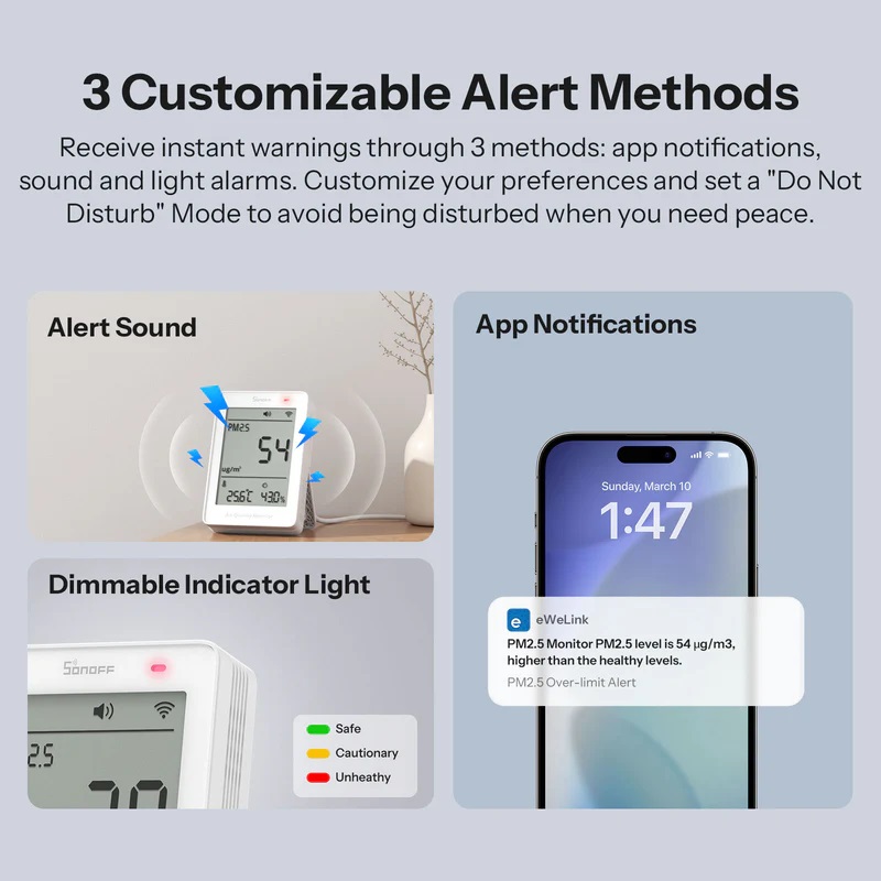 Sonoff Smart Sensor AirGuard For PM2.5/PM10 With Matter (Air Quality Monitor)