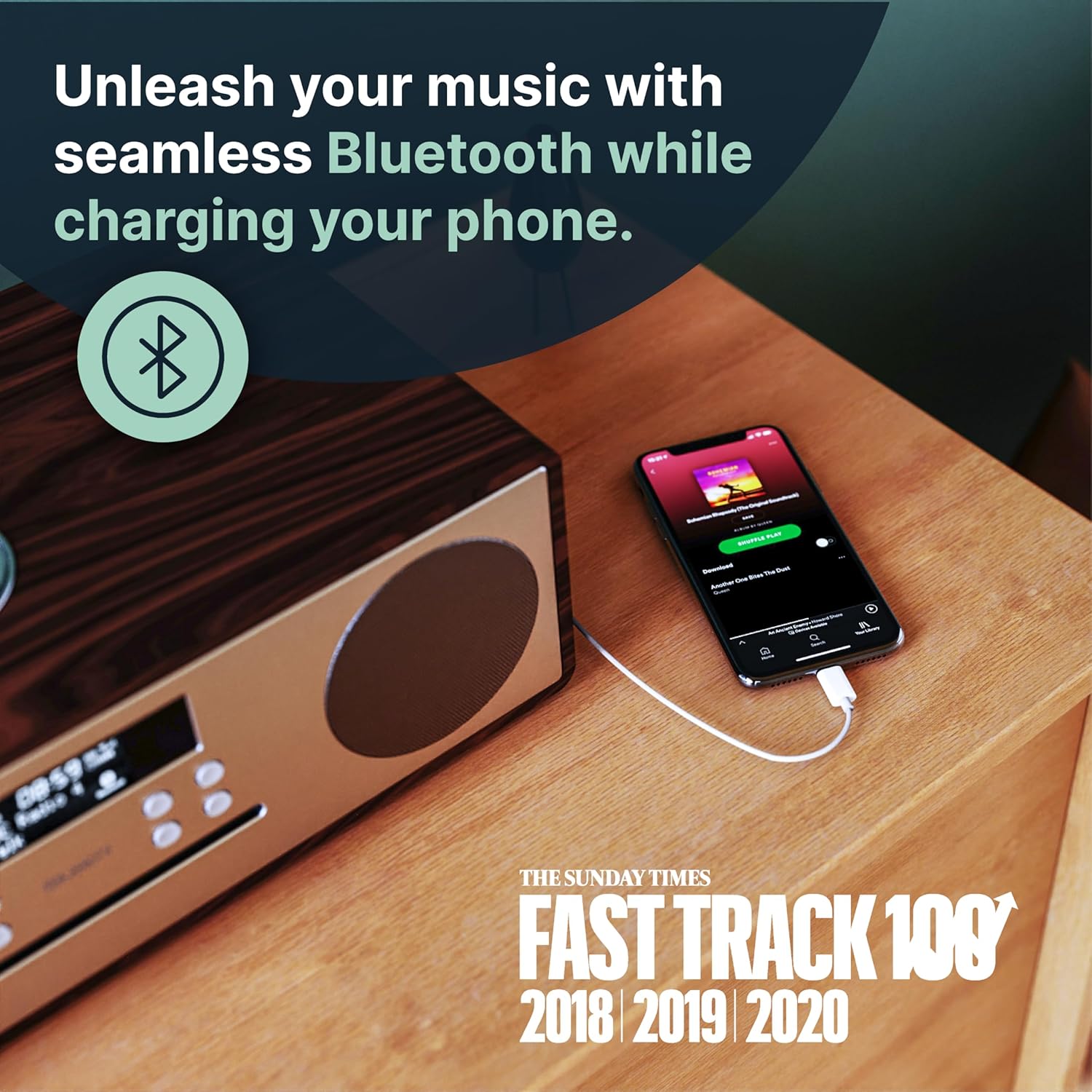 Majority OAKINGTON 120W Mini HiFi System with CD-BT-USB-FM Walnut