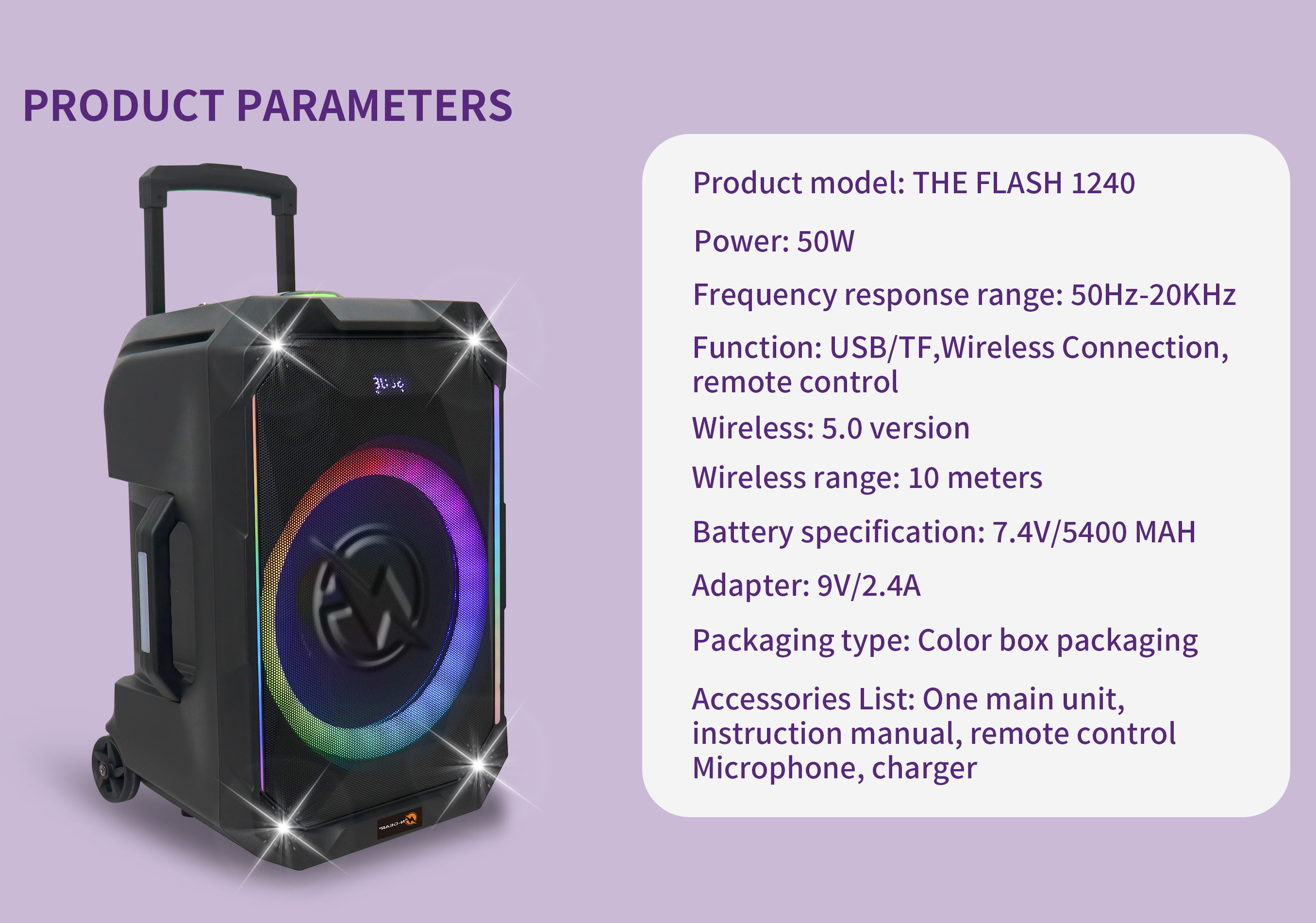 N-Gear FLASH1240 12'' Portable Karaoke Speaker with 1x Wireless Mic LED Lights USB & BT
