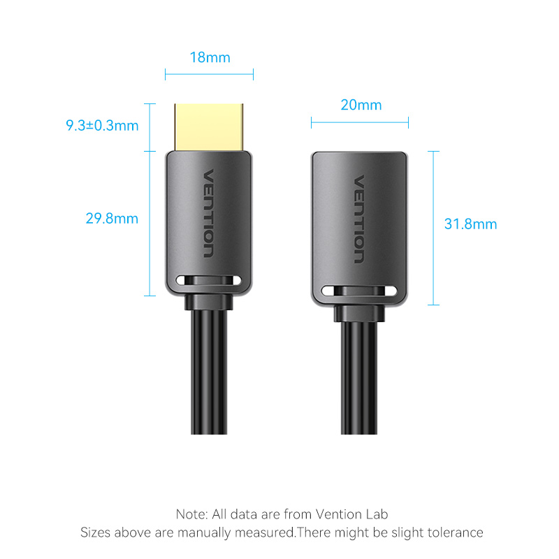 Vention HDMI Cable 2.0 M-F Extension 1.5m AHCBG