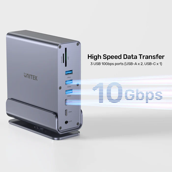 Unitek D1135A 15in1 USB-C Hub Supports Macbook M1 Triple 4K Displays PD100W Dual Card Readers