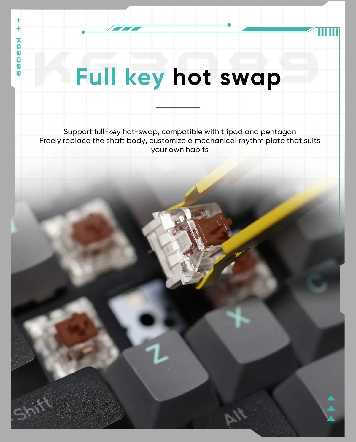 Thunderobot KG3089 Black Mechanical Gaming Keyboard 89 Red Switch Keys