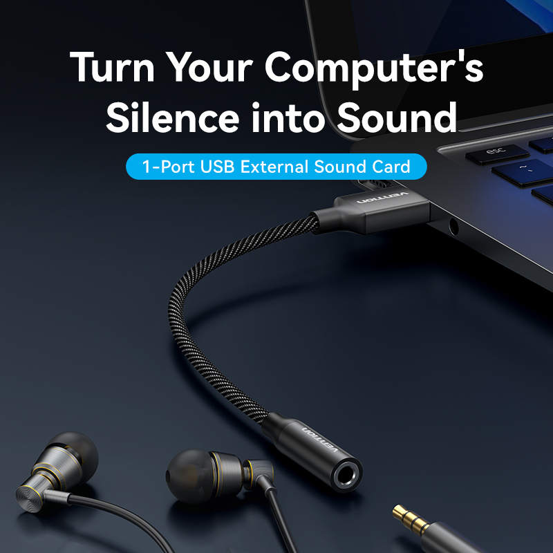 Vention AUDIO CONVERTER USB-A to 1x3.5mm 1.0m Cable Braided CVEBF