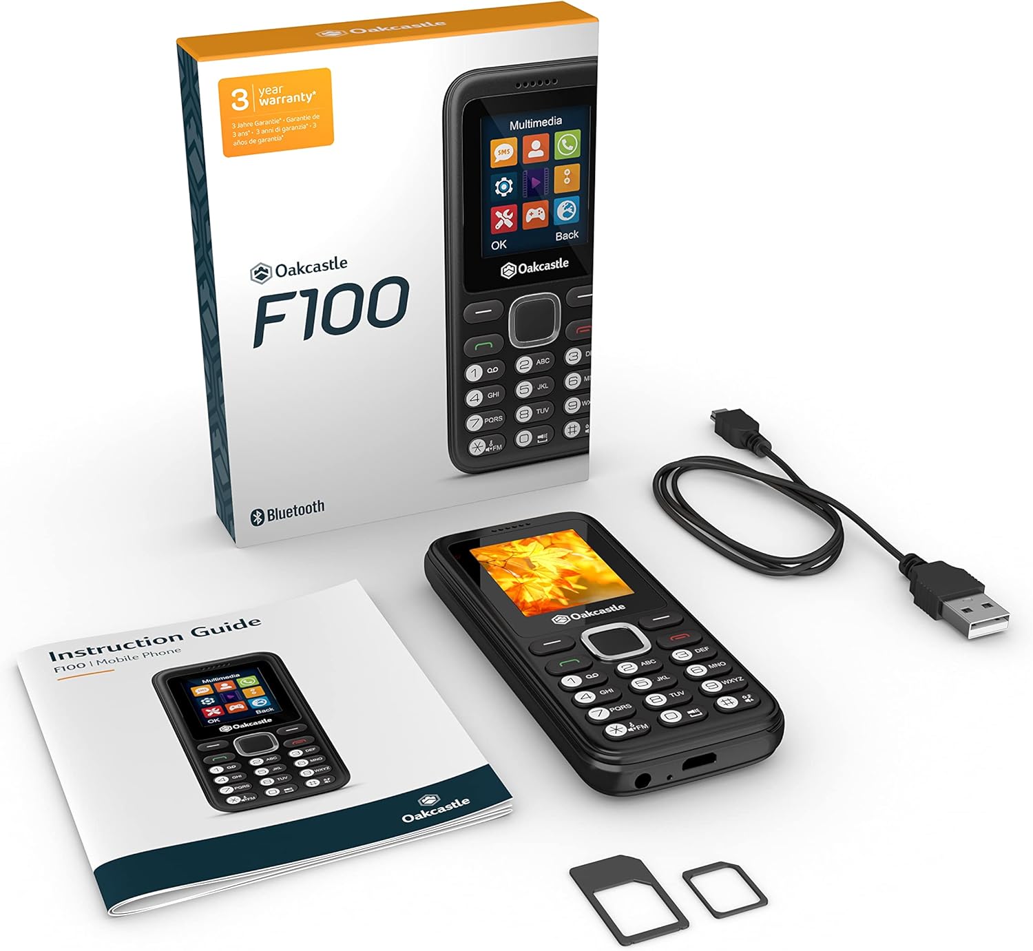 Majority Oakcastle F100 Mobile Feature Phone Basic 2G/BT/FM/Torch