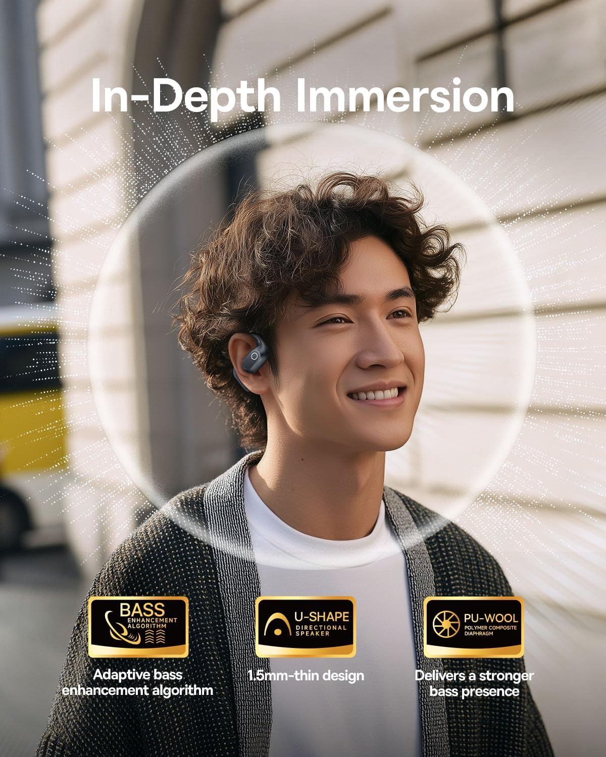 Baseus Headphones Open Ear Sports Earphones IPX5 ELI2i FIT Black