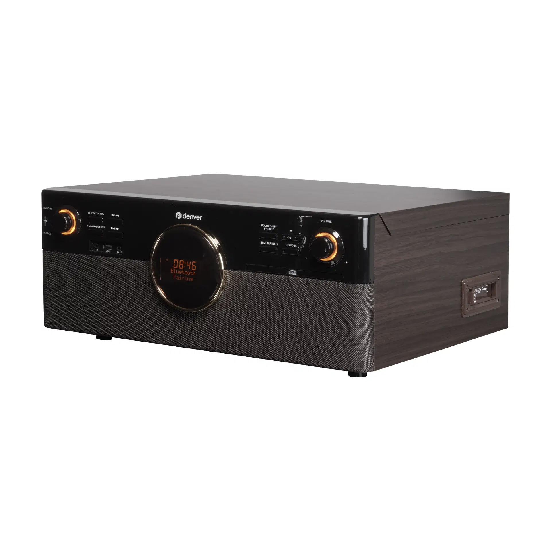 Denver AUDIO HiFi System with Turntable, CD, Cassette, FM & USB MRD-180DW Dark Wood
