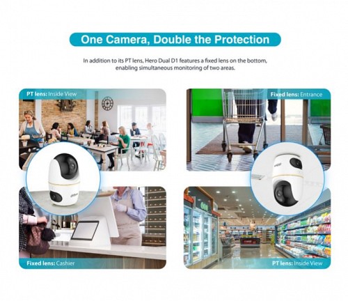 Dahua IP Indoor 3.0MP Wifi PT Dome Dual Lens H3D-3F