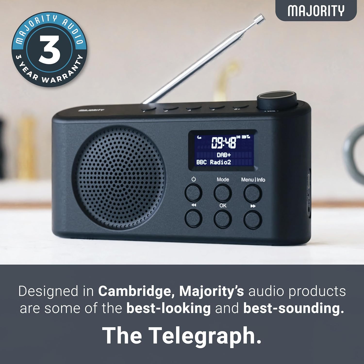 Majority ORWELL Radio Portable with Display & Bluetooth-USB-FM