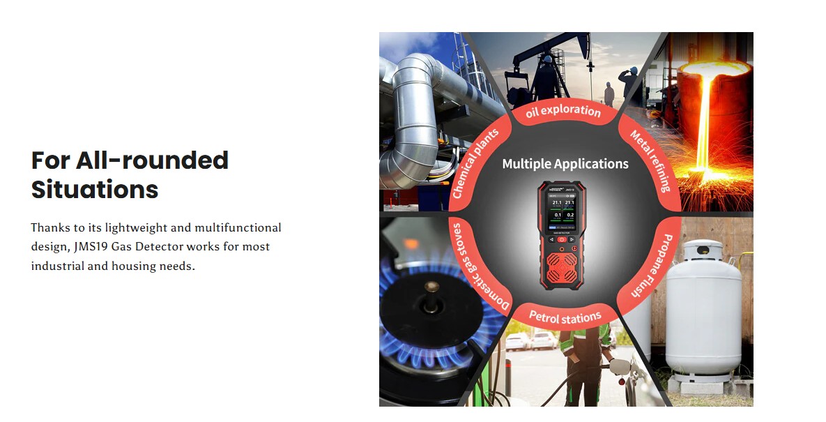 Noyafa Portable Handheld Gas Detector With Leak Detection & Alarm JMS19