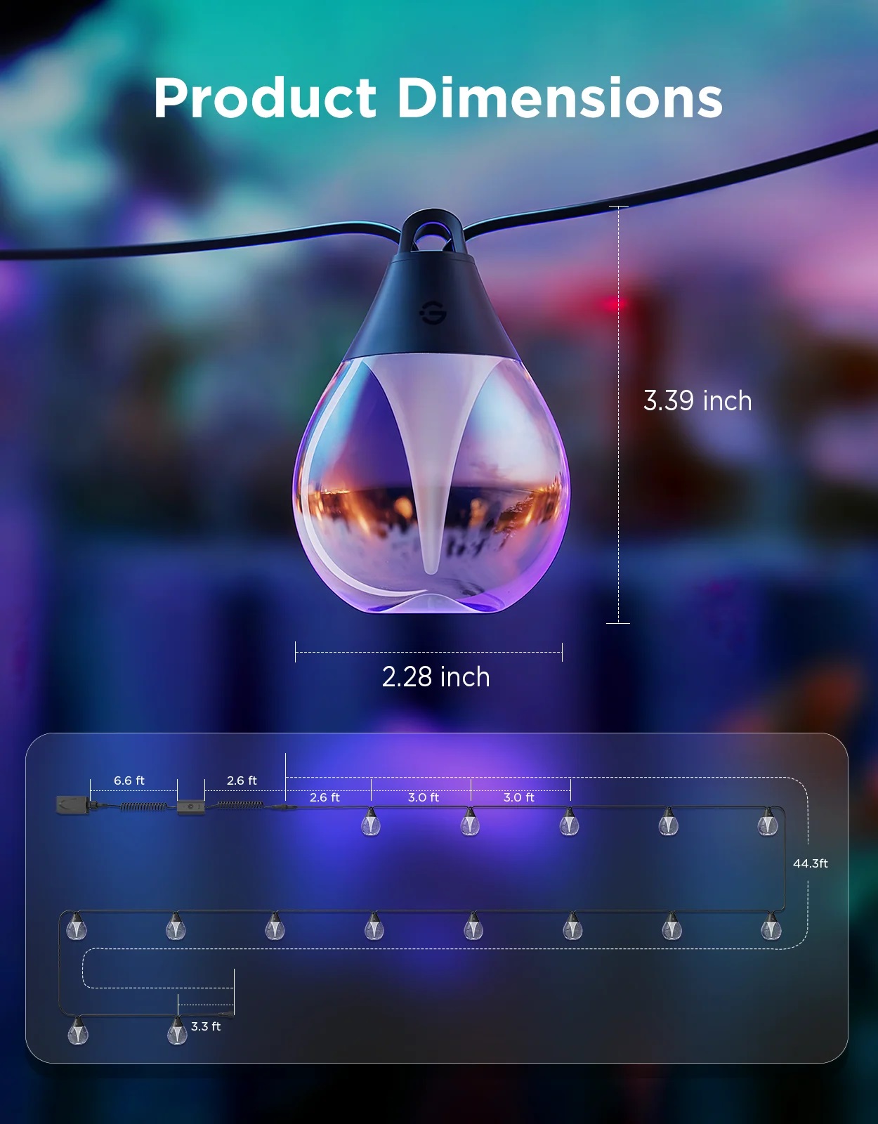 Govee Outdoor Smart String Lights RGBICW H7025CB1