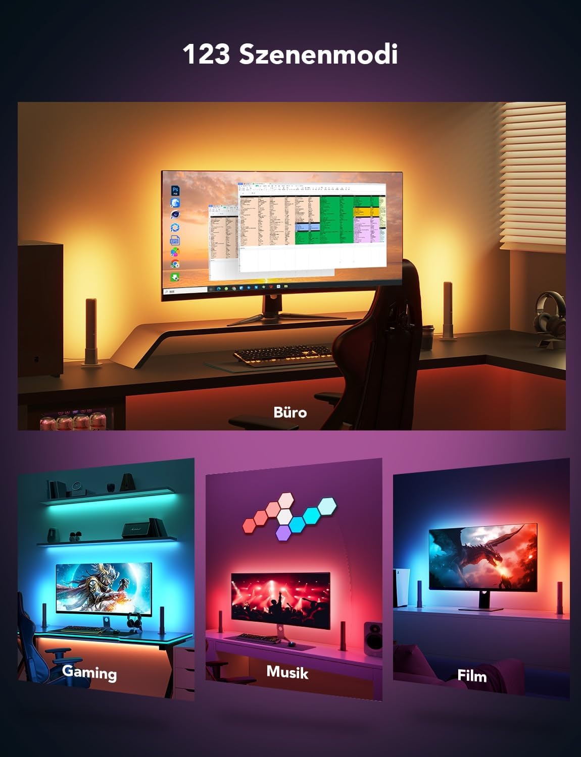 Govee H6608 Monitor Back Light Strip & 2x Light Bars Gaming Set