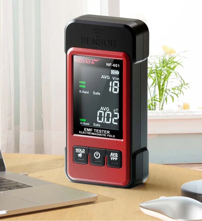 Noyafa Electromagnetic Radiation Detector with Electric & Magnetic Field Detection, Real-Time Monitoring, Audio-Visual Alarm & Data Lock NF-601