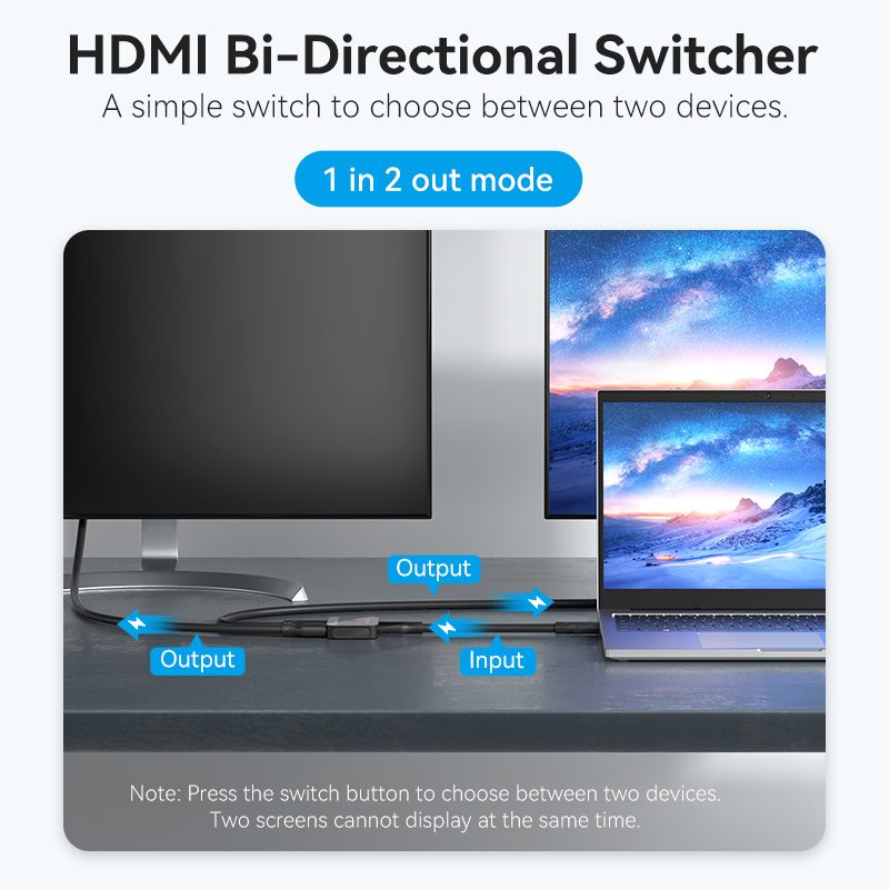 Vention HDMI Switch 2-Port 4K 2.0 Bi-Directional AKOB0