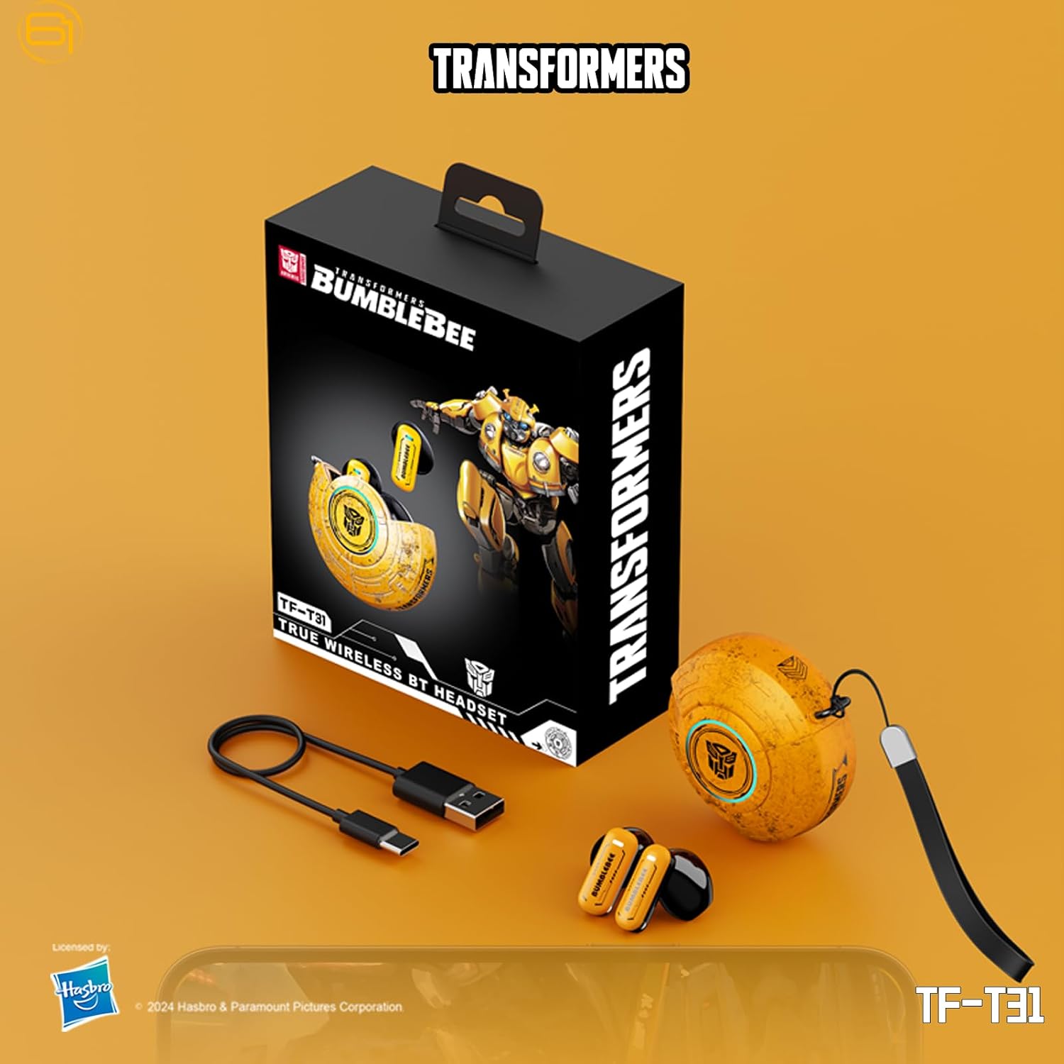 Transformers TWS Earphone, Low Latency, Game/Music Modes, TF-T31 Yellow