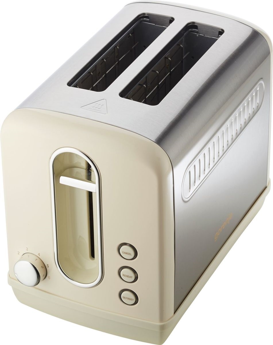 Gorenje Kitchen Toaster 850W 2 Slots 6 Heating Levels T1100CLI Ivory Metal