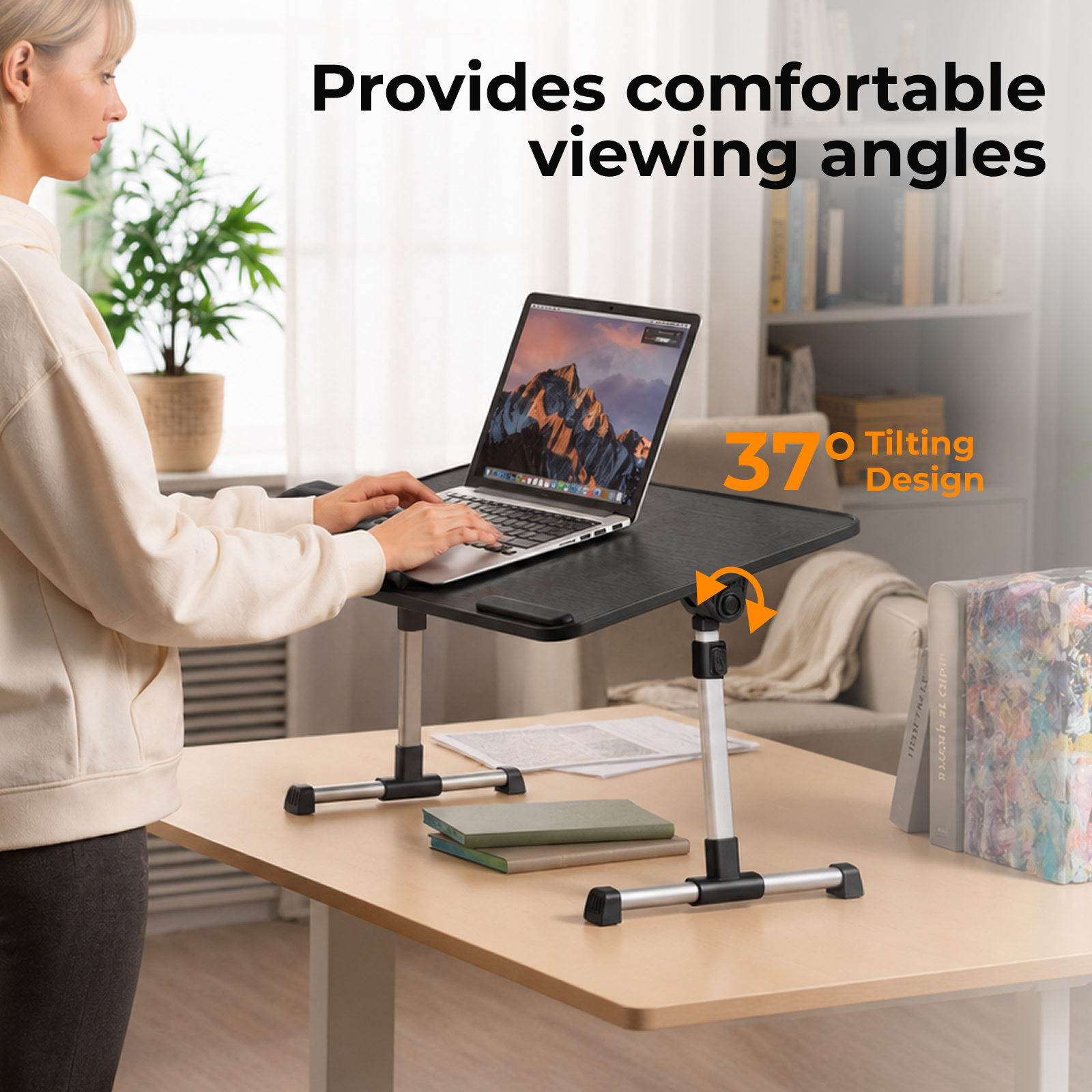 Lumivida Computer Tray Desk Multi-Purpose Foldable Ergonomic 60x34cm LPD01-7 Black