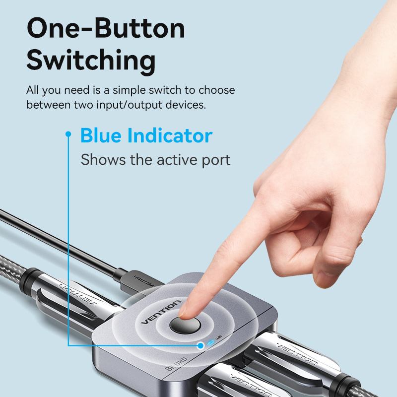 Vention HDMI Switch 2-Port 8K 2.1 Bi-Directional Metal AKPH0