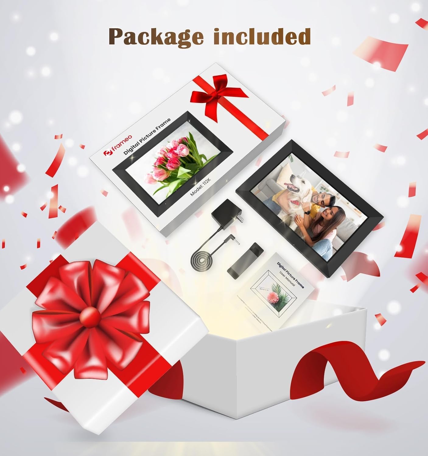 Frameo Digital Picture Frame, 10.1 Inches, HD 1280 x 800 IPS Touchscreen Electronic Photo Frame with 32 GB Memory