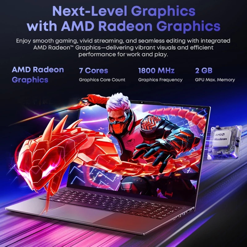 Chuwi Laptop CoreBook Plus ,16', R5-7430U, 16Gb + 512GB Windows 11 PRO