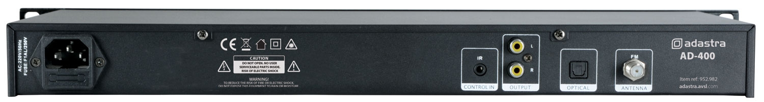 Adastra AD-400 CD Player with USB/SD/FM Remote Control 1U 952.982UK