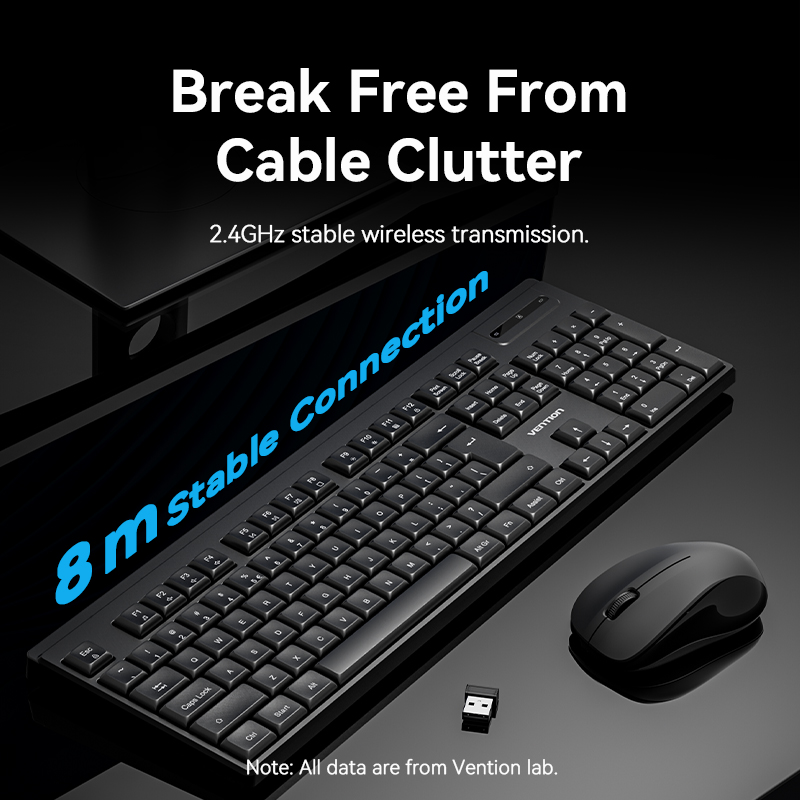 Vention Keyboard and Mouse Combo Wireless Silent Slim Full Size KTZB0-EN