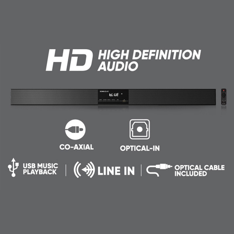 SonicGear BT-6500 SoundBar 200W & Wireless SubWoofer BT-USB-FM-HDMI