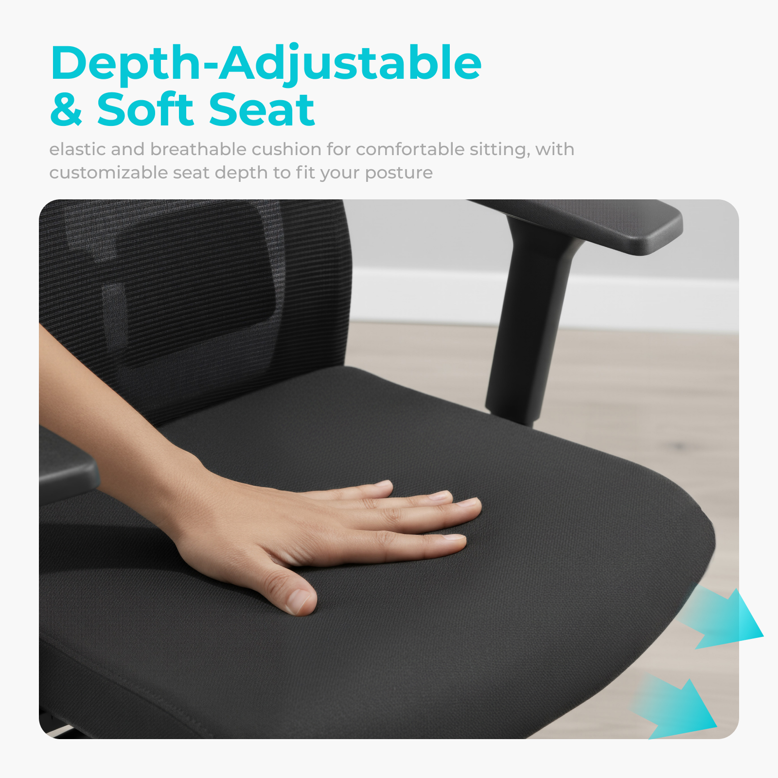 Lumivida Office Chair Ergonomic Mesh Lumbar Support Adjustable Seat/Armrest Black CH05-7