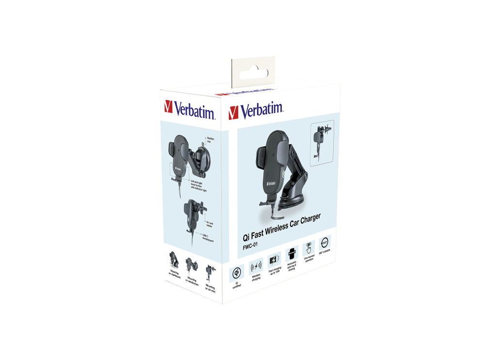 Verbatim FWC-01 Wireless Qi Certified 15W Car Charger