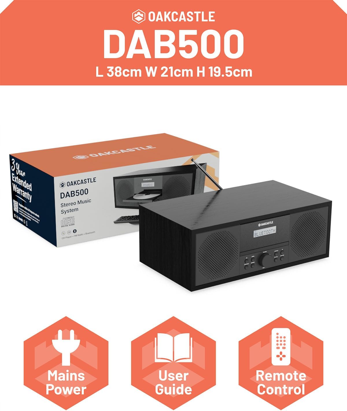 Majority Oakcastle DAB500 Mini HiFi BT/CD/USB/FM