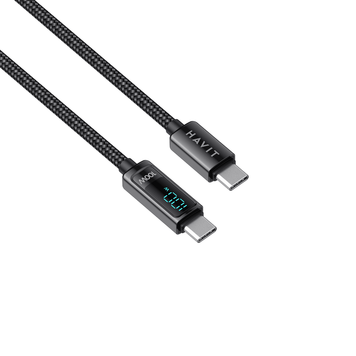 Havit USB-C to USB-C Cable 100W with LED Screen 2M - Black