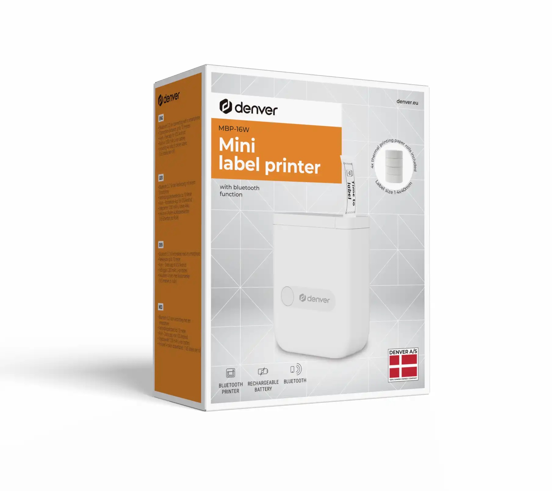 Denver Thermal Printer Bluetooth 5.3 MBP-16W White