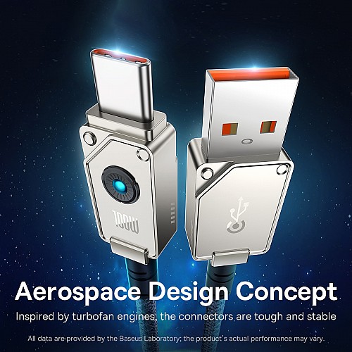 Baseus Cable USB-C to USB-A Unbreakable Braided 100W 1.0m White