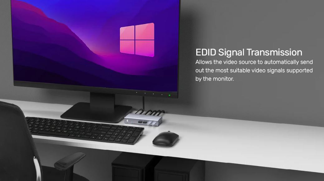 Unitek KVM HDMI 4K60Hz Switch 4-1 with 4-Port USB Hub V306A