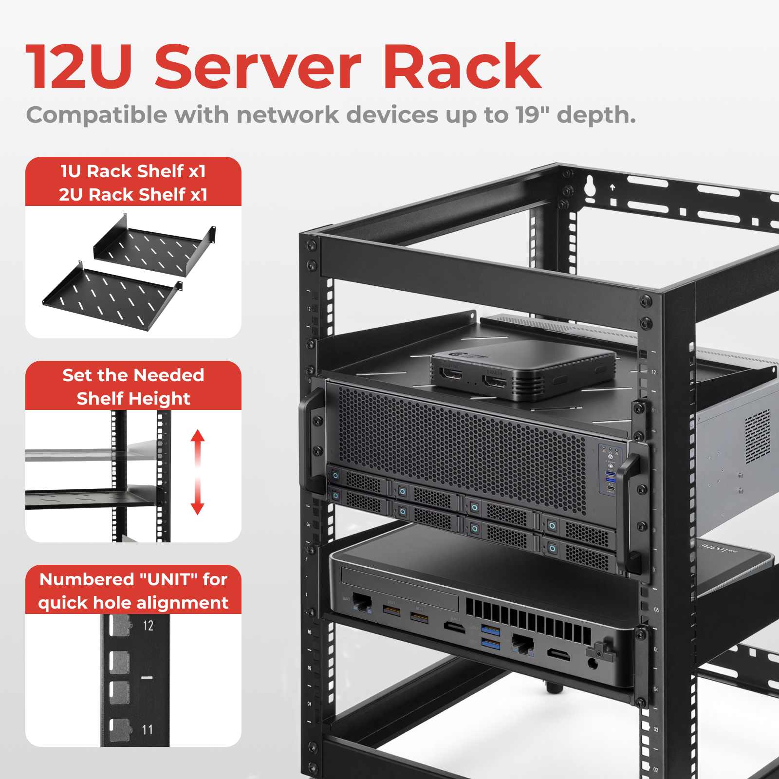 Lumivida Open Frame Server Rack 12U CAB-017-12U