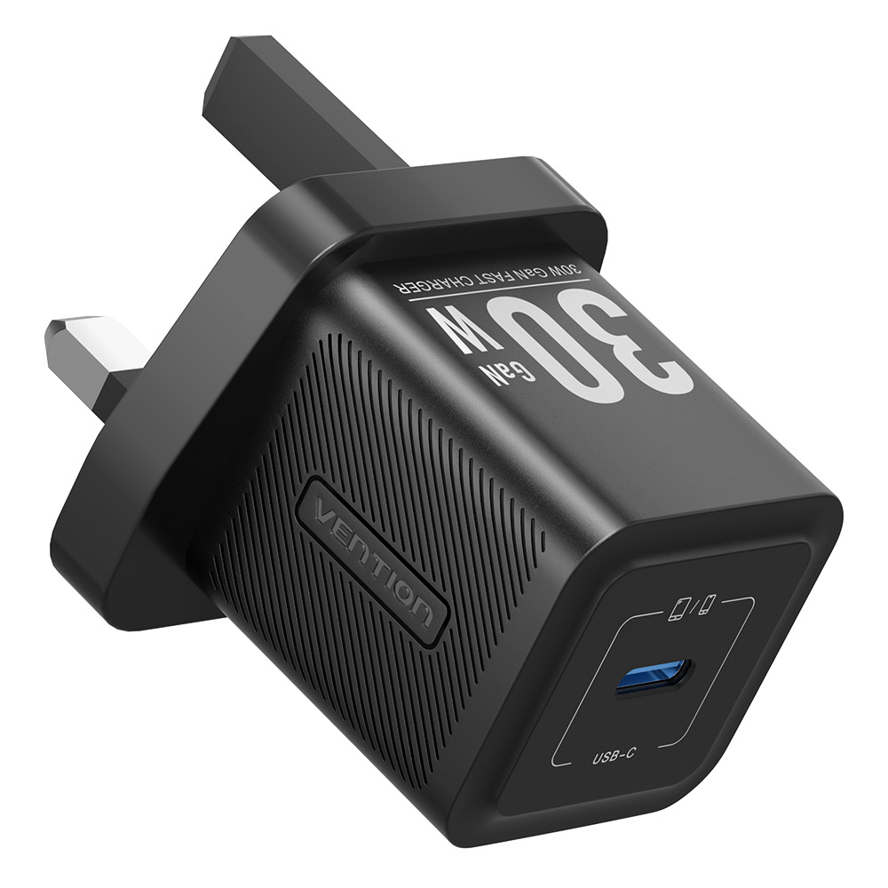 Vention Charger Wall GaN 30W 1xUSBC UK-Plug Mini Black FEZB0-UK
