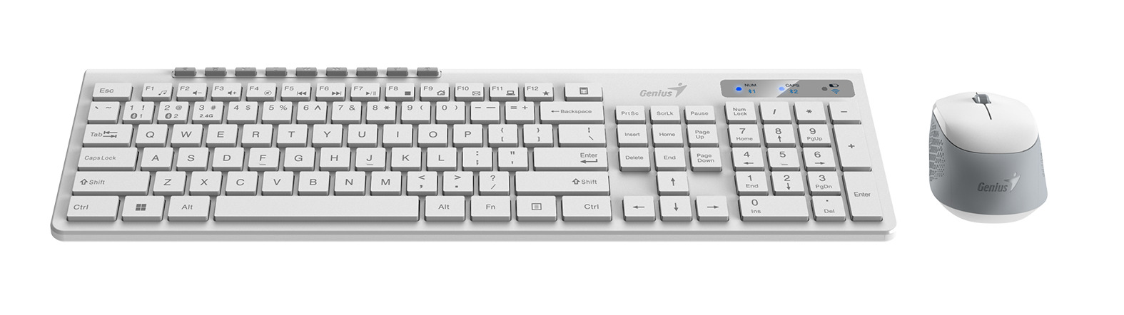 Genius Keyboard-Mouse Set Wireless+BT SlimStar 8230 White English