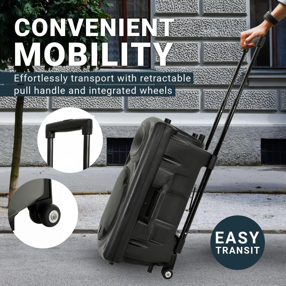 QTX QR15PA 15'' Professional Portable Karaoke & PA Speaker with 2x Wireless Microphones, Bluetooth USB & FM 178.848UK