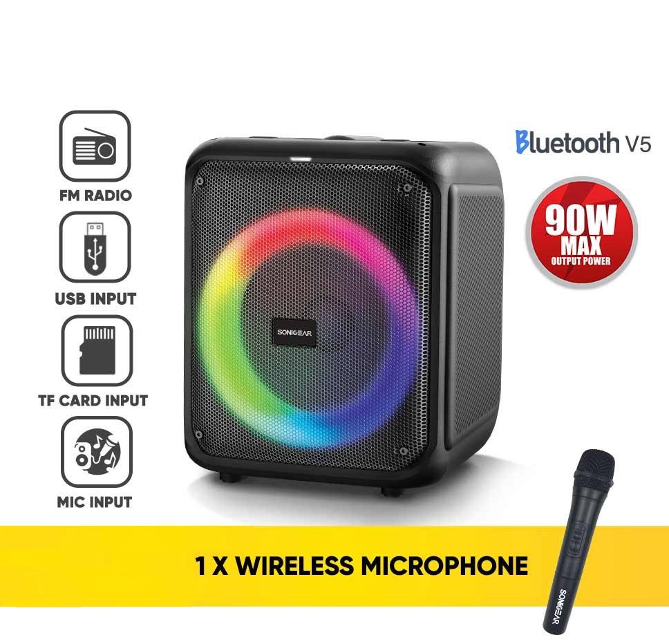 SonicGear AudioXPro600HD 90W Portable Karaoke Speaker BT/USB/FM with 1 Wireless Microphone
