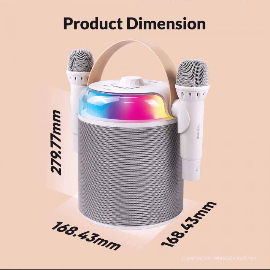 SonicGear Portable Karaoke Kids Speaker BT/Wireless Dual Mics iOX K800 White