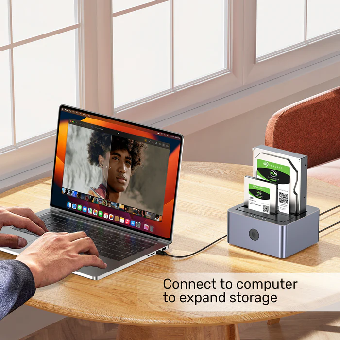 Unitek SATA6G Dual Bay HDD Docking Station Alum Black Y-3026