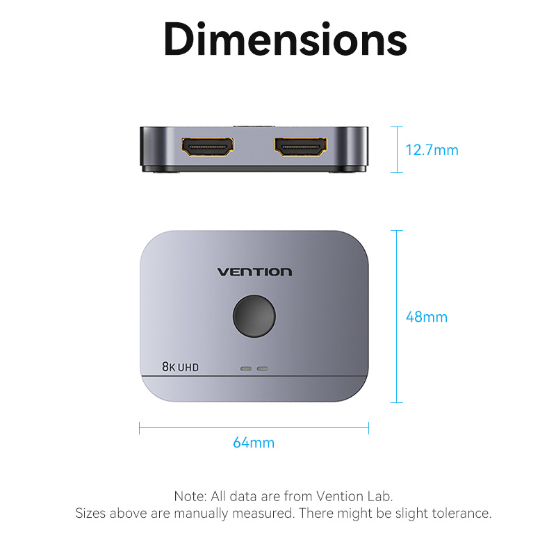 Vention HDMI Switch 2-Port 8K 2.1 Bi-Directional Metal AKPH0