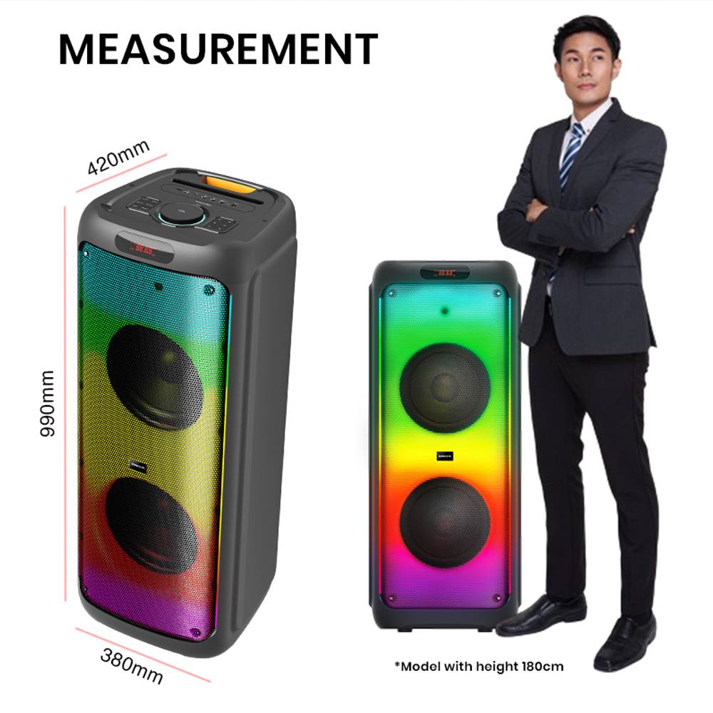 SonicGear AudioXPro1200HD 2 x 12'' Portable Karaoke Speaker with 2 x Wireless Microphones