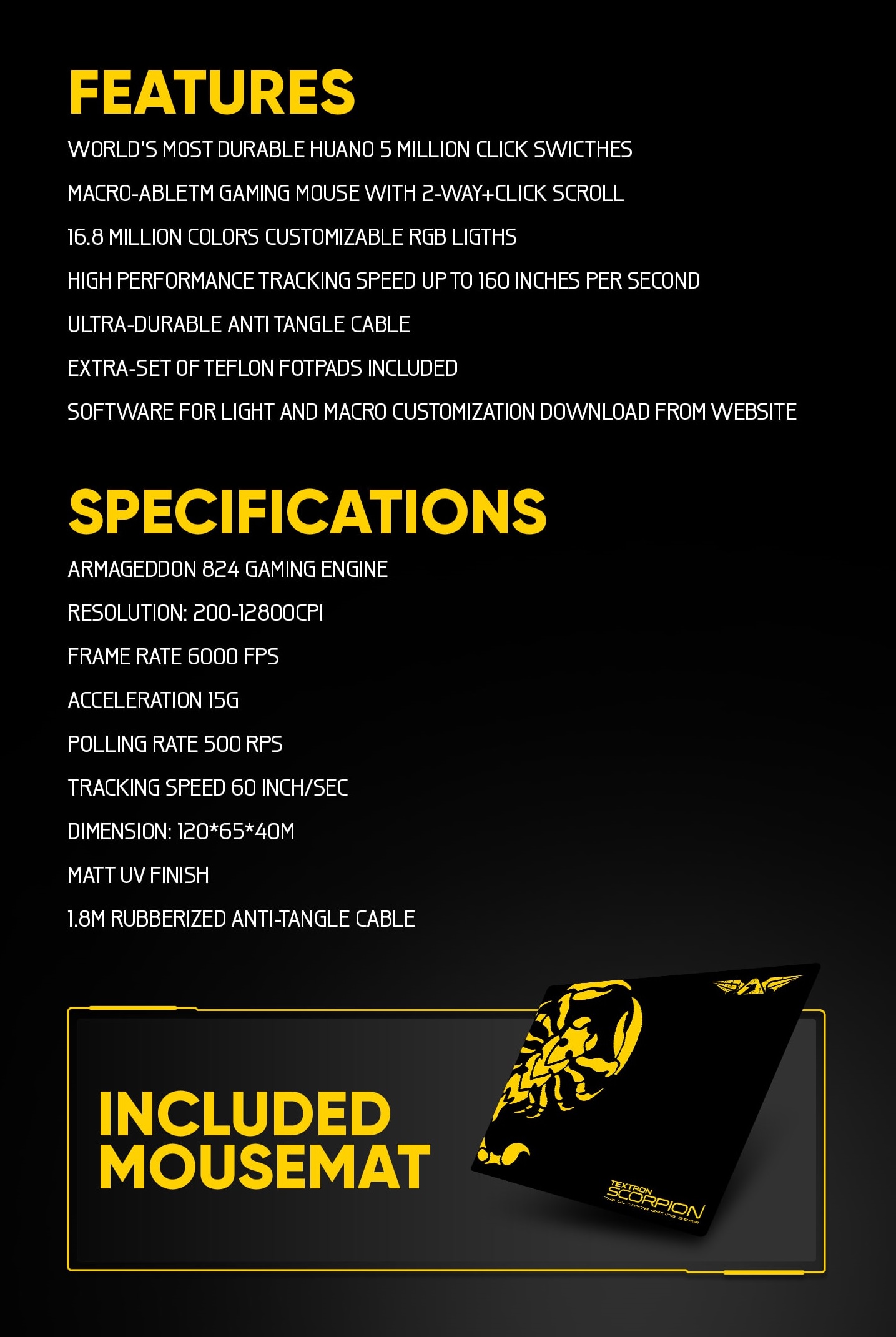 Armaggeddon Scorpion 3 Pro-Gaming Mouse with Free Mousepad