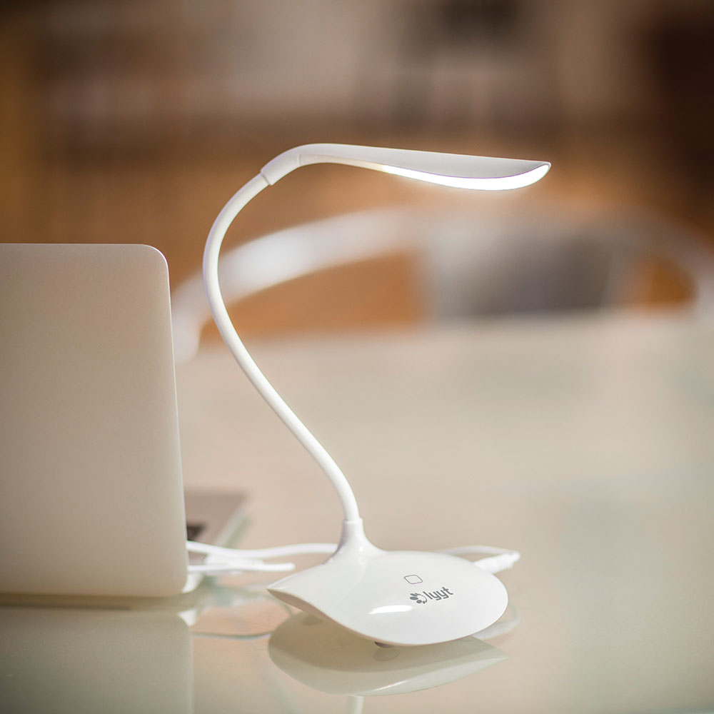 LYYT Desk Lamp with Nightlight USB/Battery Powered White 410.426UK